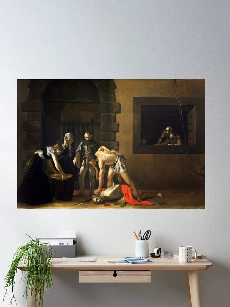 Blood Joining Blood: The Immersive in Caravaggio’s Malta Canvas POSTER ,Home Decor Wall art painting