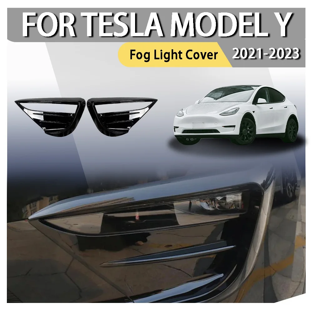 

Fog Light Cover Blade Trim Protective Cover Wind Knife Decoration Glossy Matte Black Carbon Fiber For Tesla ModelY 2021-23