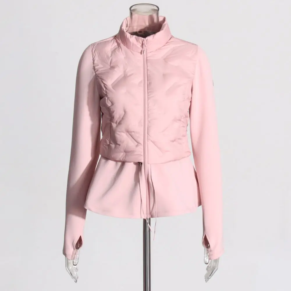 2026 Autumn and Winter New Women's Down Jacket Slim Fit Splicing Windproof Stand Up Collar Jacket