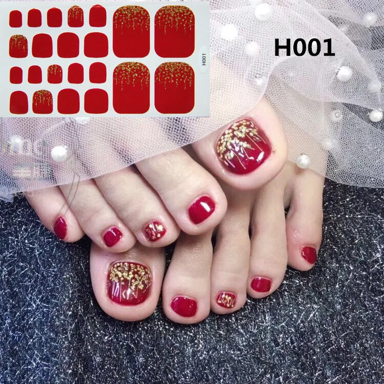 Autocollants rouges pour ongles de pied, stickers de manucure, document solide, bronzant, artistique, couverture complète, imperméable, facile à coller