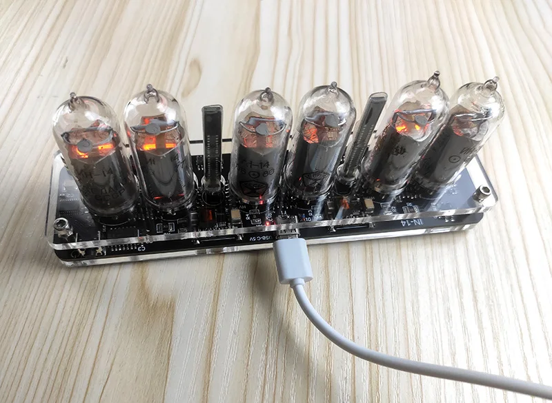 GHXAMP 6-bit IN14 lampy jarzeniowej moduł zegarowy zegar Nixie Audio akcesoria Diy USB 5V z podświetleniem