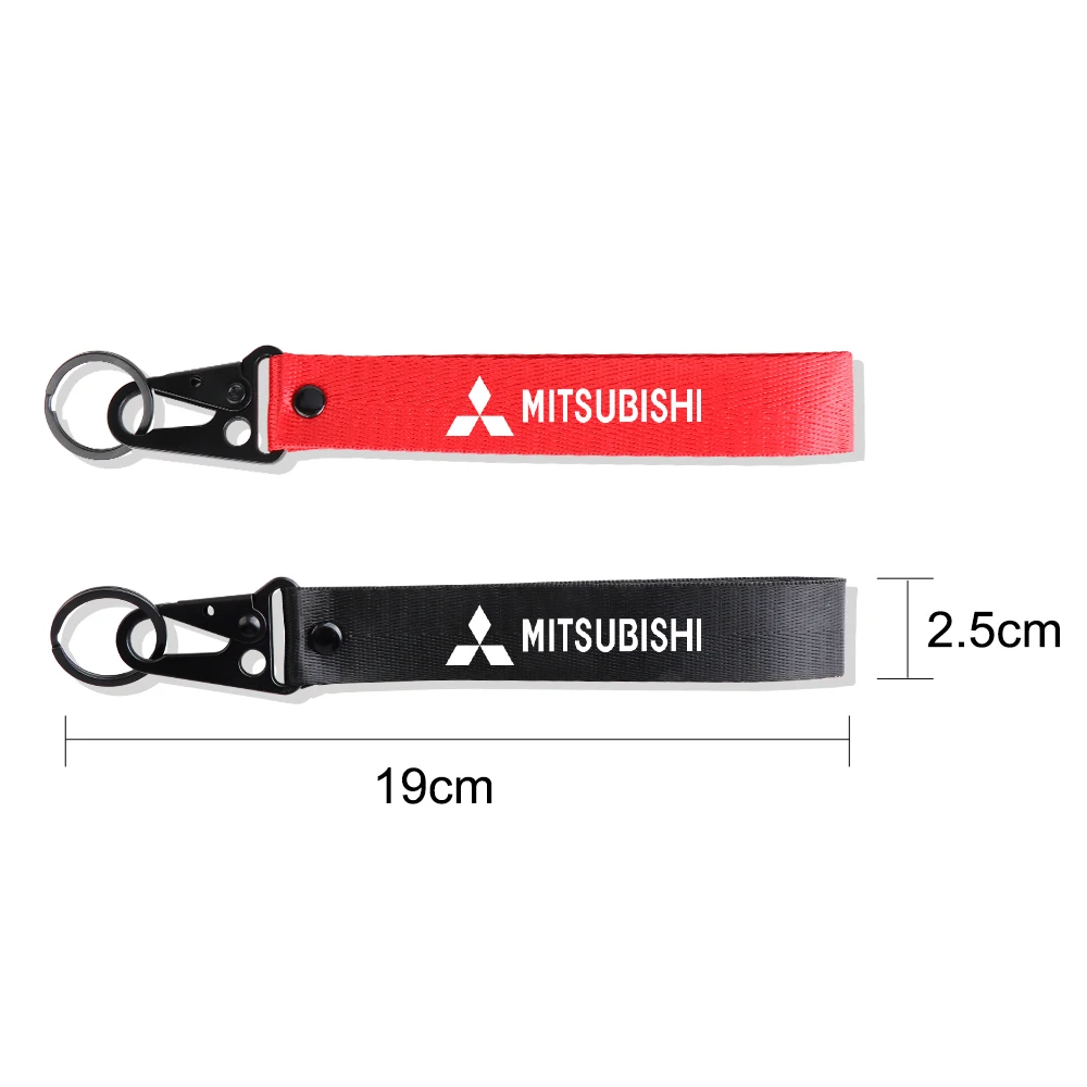 1/2Pcs Car Nylon Metal Emblem Keychain Lanyard Key Rings For Mitsubishi Space Star Lancer 9 Outlander Xl Eclipse Cross Ralliart