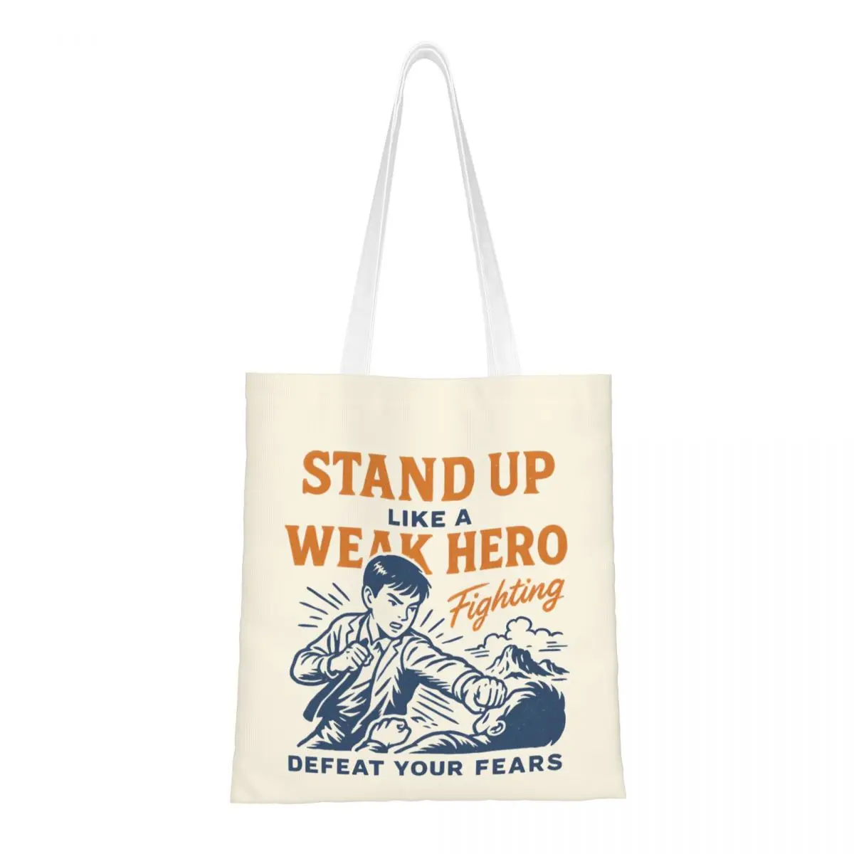 

Women Men Stand Up Weak Hero Fighting Fears Tote Bags Canvas Shopping Bag for Shopping Handbags