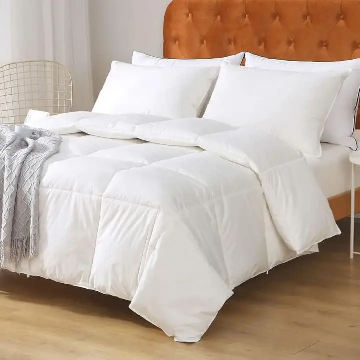 

Down Comforter Twin - 100% Organic Cotton Quilted Medium Warm All Seasons Duvet Insert or Stand-Alone Comforter