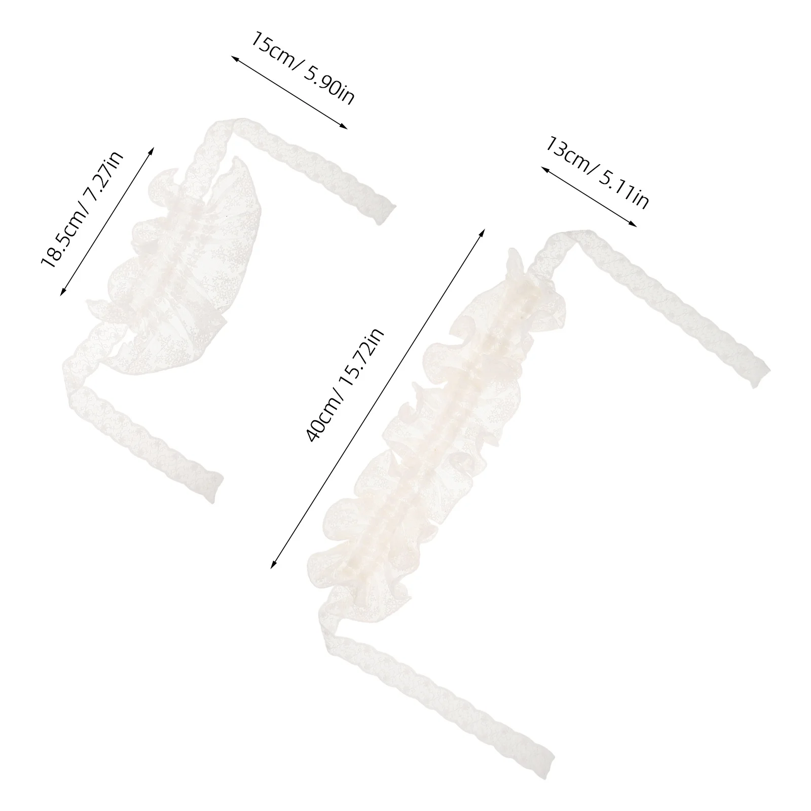 1 set witte kanten kraag manchetten set voor vrouwen Victoriaanse Lolita ruche afneembare nep kraag polyester feestkostuumaccessoires