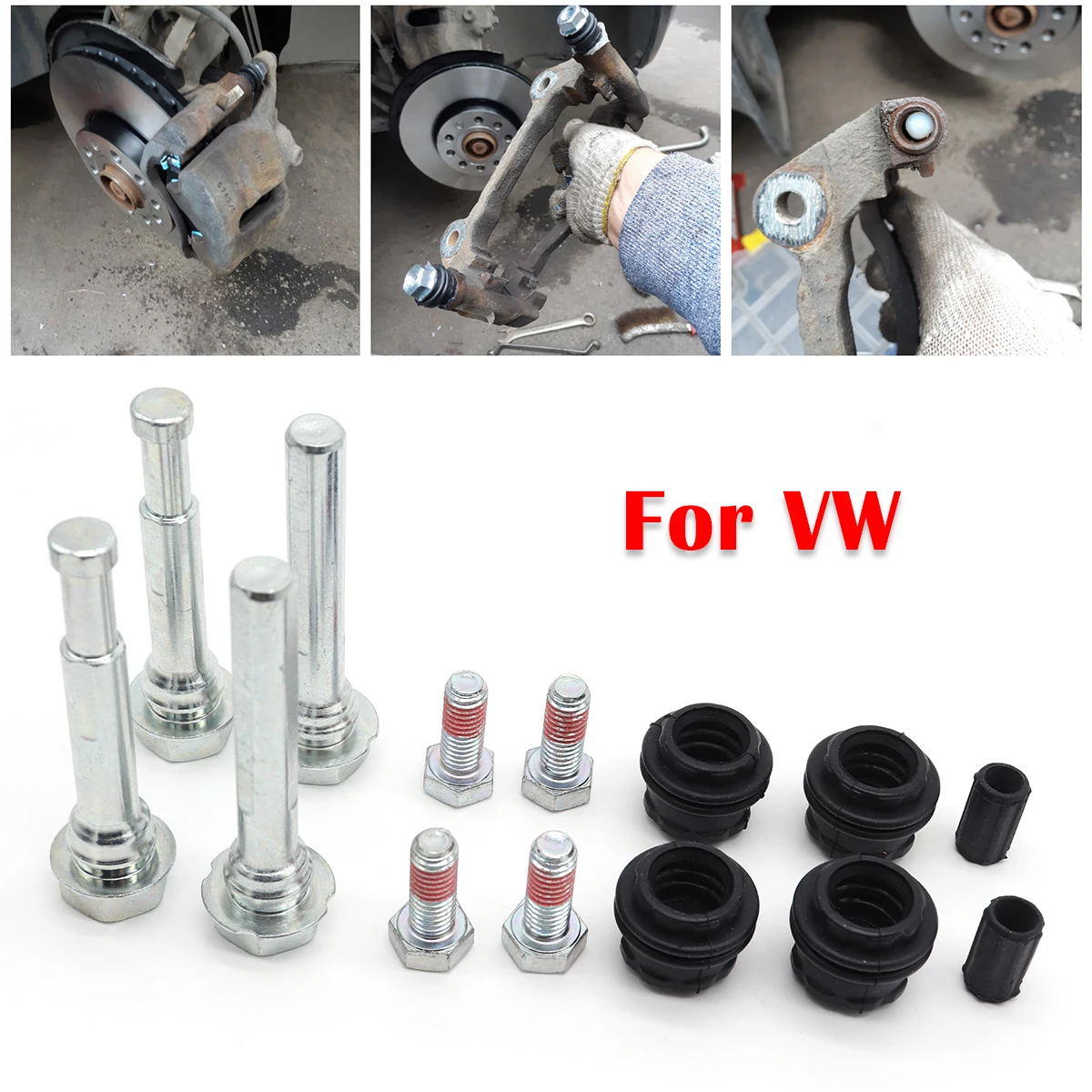 

14pc Brake Caliper Cylinder Slider Guide Pin For VW TOURAN TIGUAN T-ROC SHARAN POLO For Disc Housing Bolts Bushing Boot Seal Kit