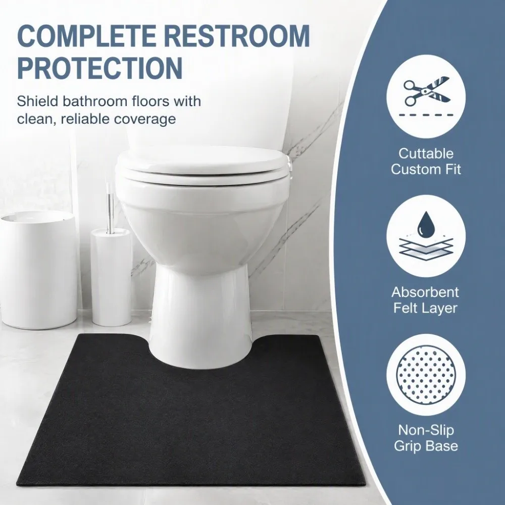 6 Pack Durable U Shape Toilet Mat Washable Absorbent Toilet Rug Dark Grey Small Opening Style Toilet Floor Mat Bathroom