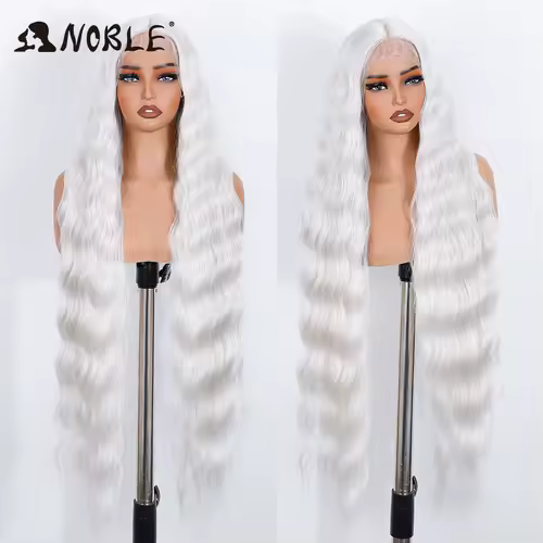 Noble Synthetic Lace Front Wig 36 " Long Wavy Lace Part Body Wavy Golden Wig For Women Lace Front Wig Ombre Blonde Cosplay Wig - Image 9