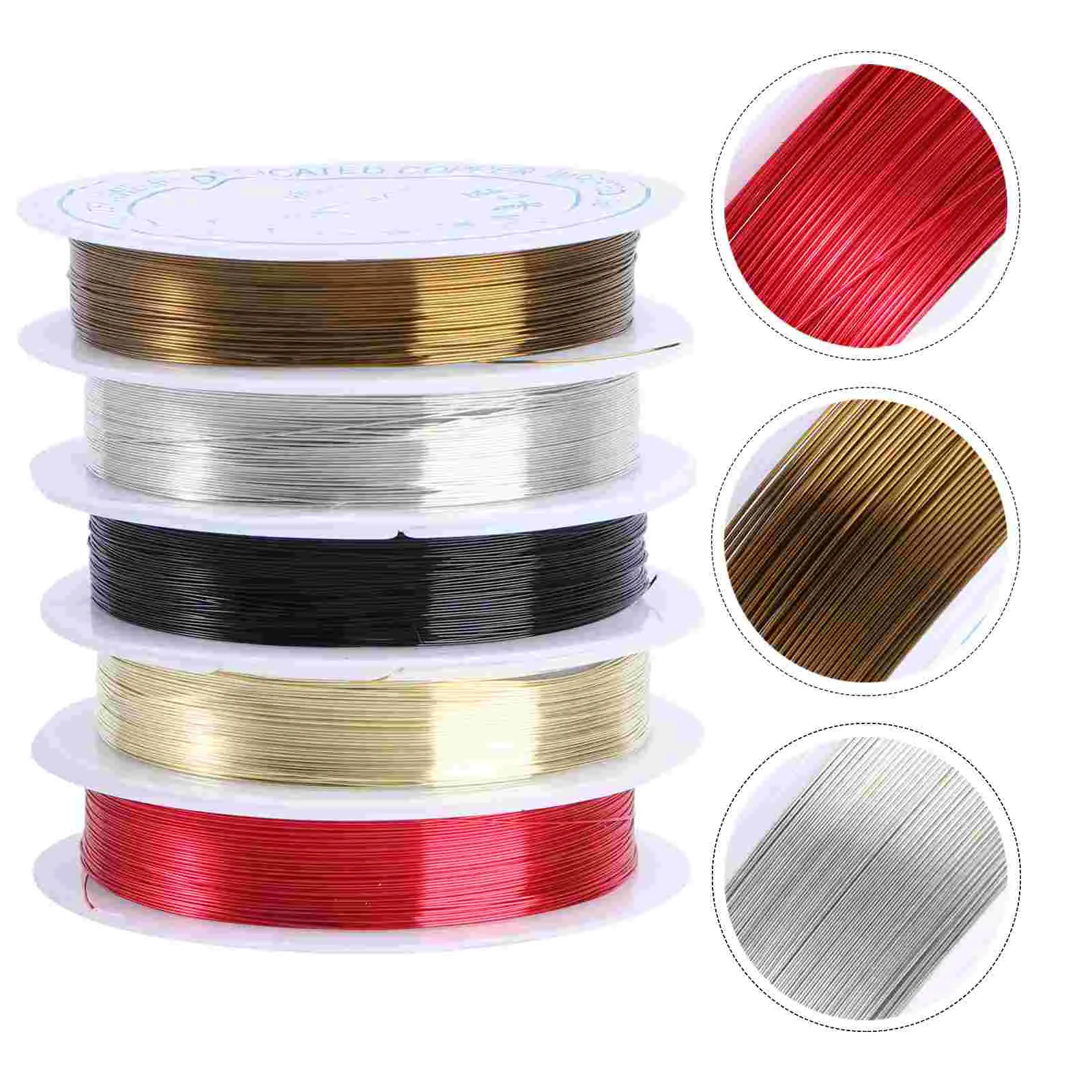 5 Roll Uncoated Copper Wire Tarnish Resistant Pure Copper Wire Beading Wire Roll 55Yd for Crafts Beading Jewelry Making (Red Bro