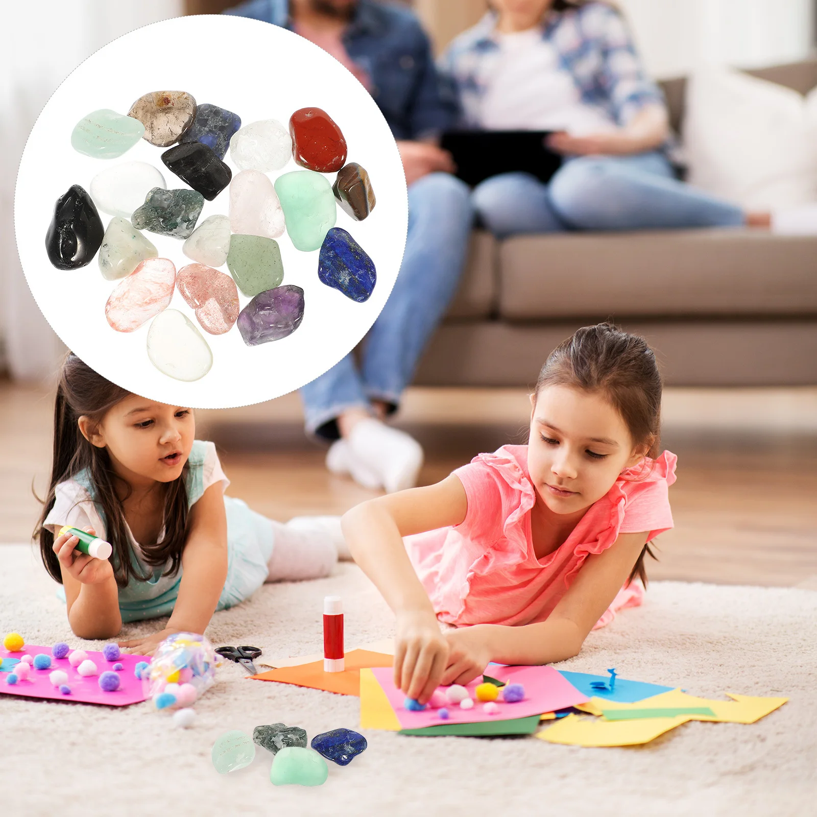 

1 Box Natural Crystal Semi Gemstone Specimen Polished Smooth Surface Geological Teaching Sample for Science Education Home Decor