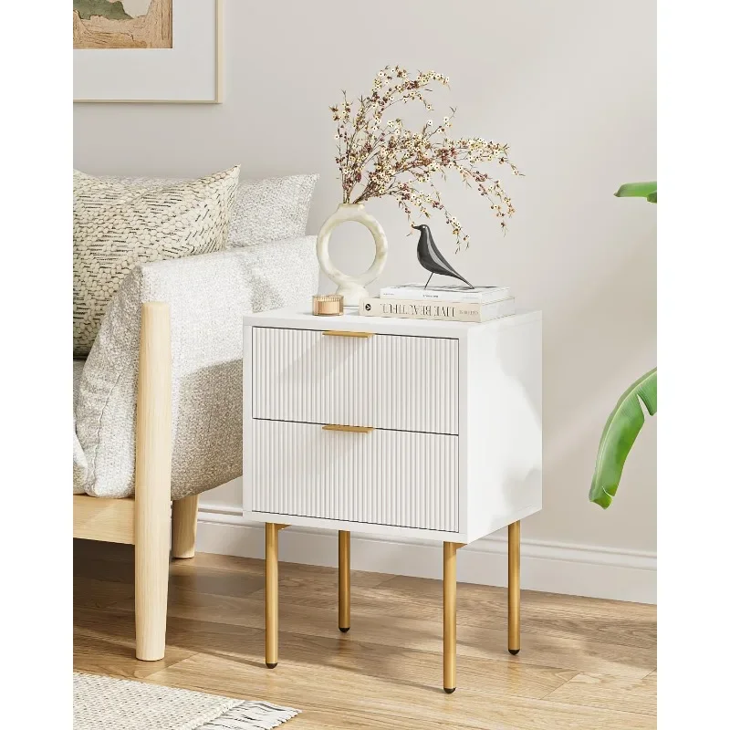 

Night Stand, Modern Nightstand with Drawers, Bedside Table, Gold Small Side Table for Bedroom, Living Room End Table,