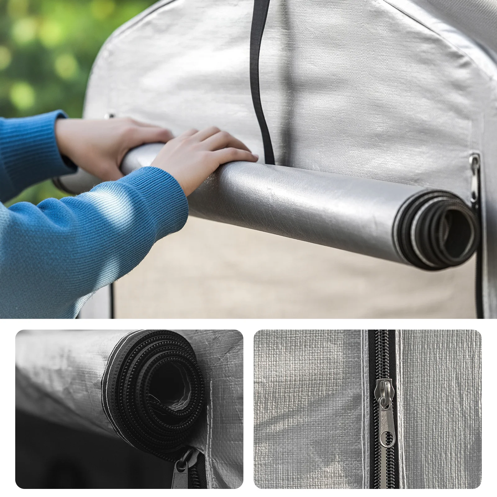 SoBuy KLS11 Fahrradgarage, wetterfester Geräteschuppen, Fahrradgarage für 2–4 Fahrräder, Carport-Zelt mit UV-Schutz, 120 x 163 x 176 cm – Detail 8