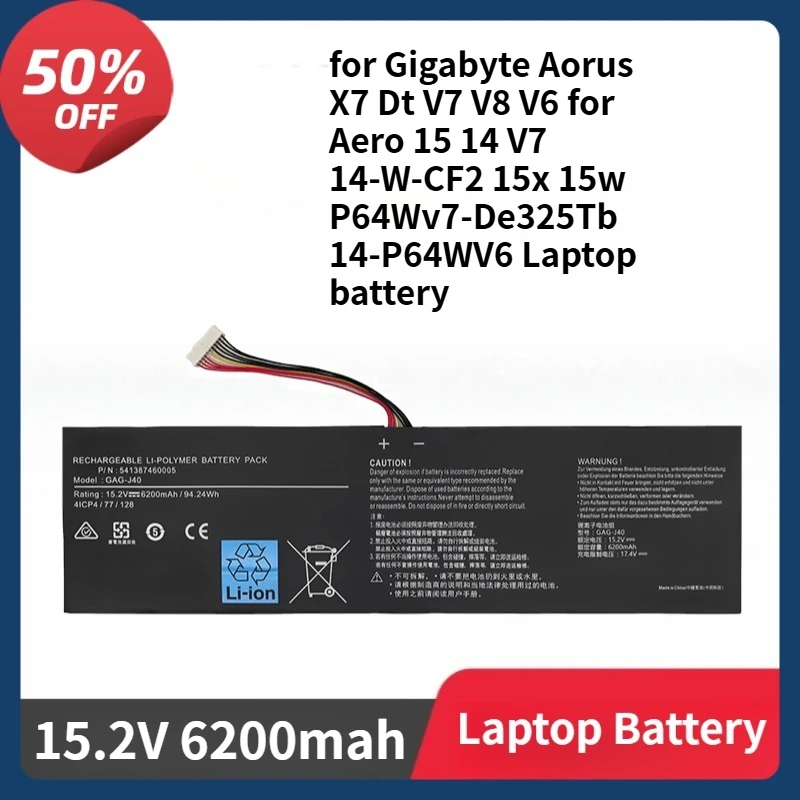 

GAG-J40 Аккумулятор для Gigabyte Aorus X7 Dt V7 V8 V6 для Aero 15 14 V7 14-W-CF2 15x 15 Вт P64Wv7-De325Tb 14-P64WV6 Аккумулятор для ноутбука