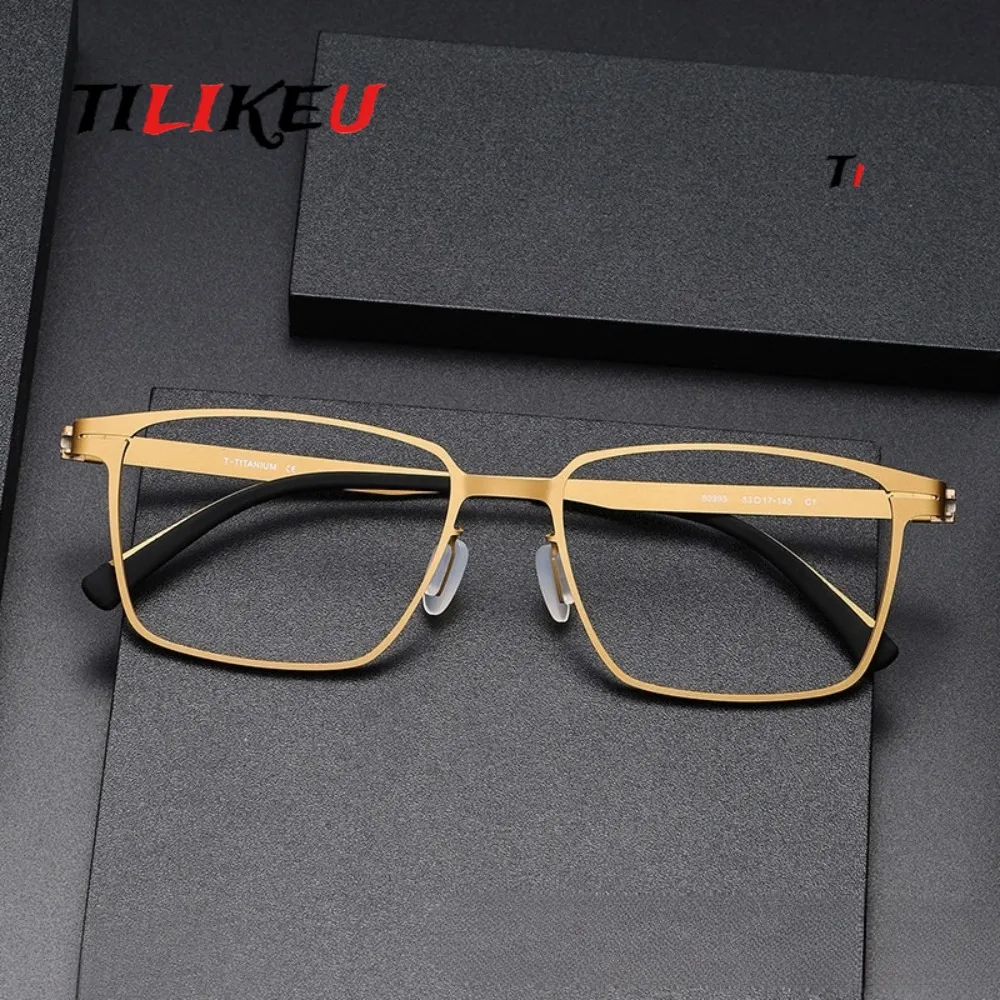 German Style Luxury Screwless Eyewear 2026 Ultralight Pure Titanium Business Retro Square Men and Women Large Face Glasses Frame