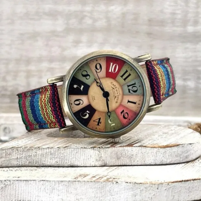 Women's Watches Rainbow Pattern Watch Quartz Wristwatches Rainbow Pattern Quirky Boho Hippie Watch Gifts ForWomen Girl Bohemian