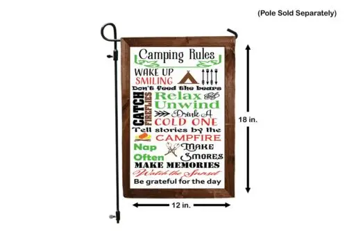 CAMPING RULES Theme Double Sided Garden Flag - Camper Subway Tile Word Art NEW WWL UUN