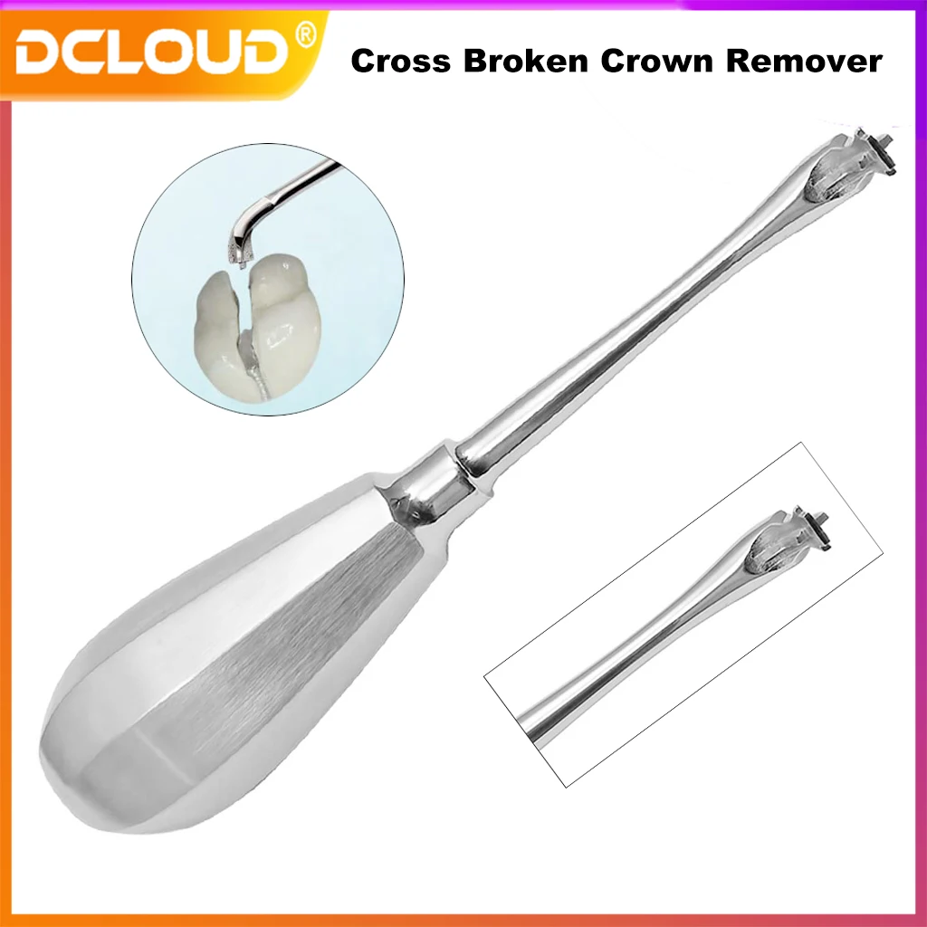 1Pc Dental Crown Spreader Drill Remover Forcep Cross Broken Dental Restoration Metal Handle Non-Slip Root Elevator Dentist Tool