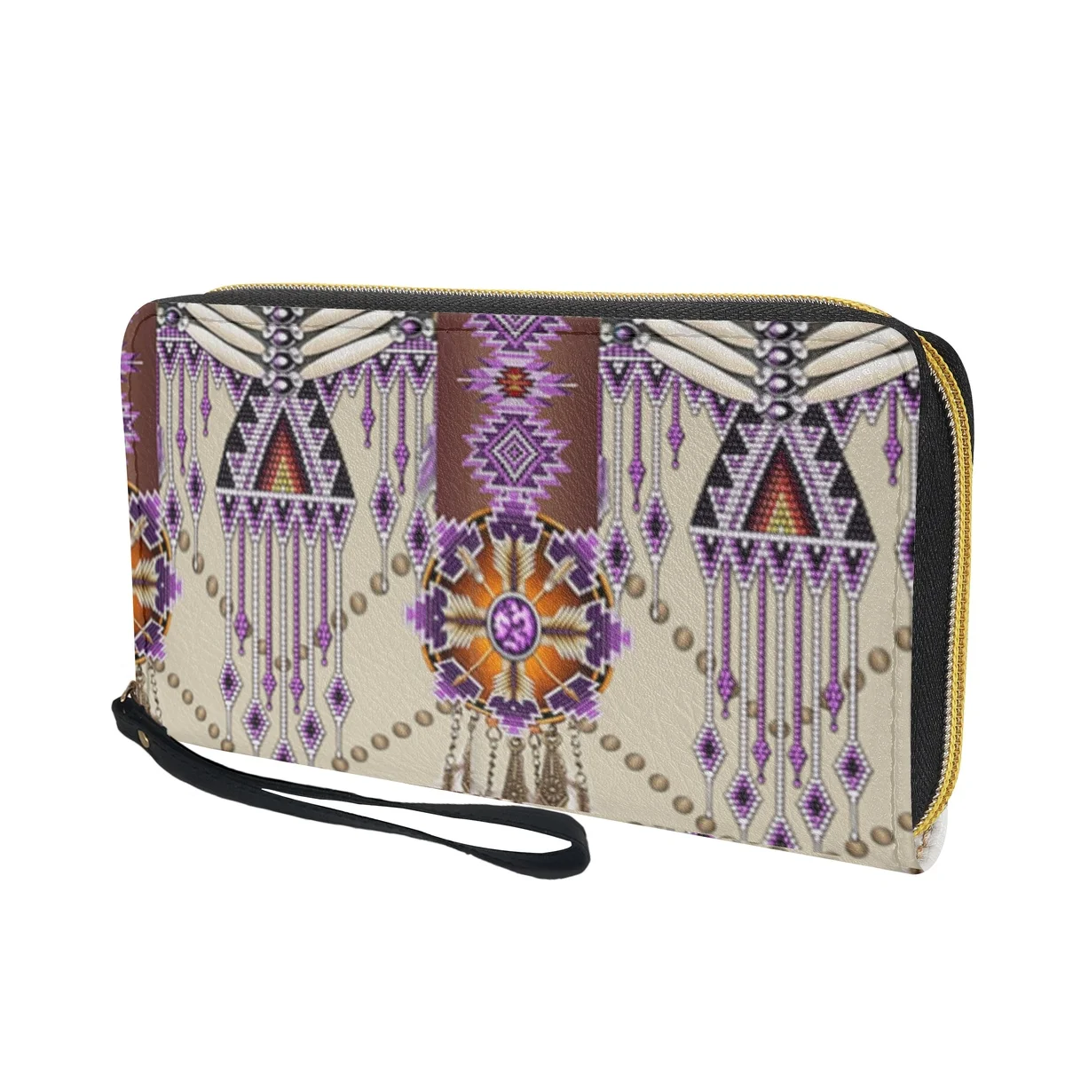 Cartera con tarjetero para mujer, monedero de cuero con diseño Tribal de lujo, correa de muñeca multifunción, carteras femeninas, moda informal