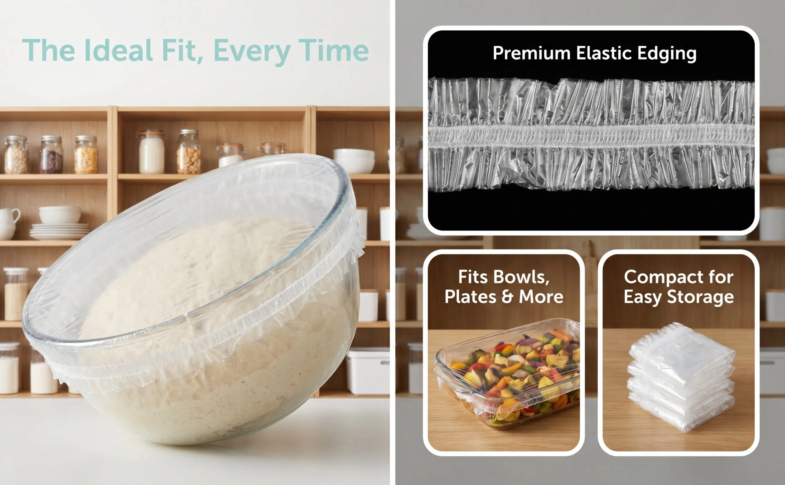 300Pcs Bread Proofing Cover Elastic Bowl Covers for Sourdough Rising Dough Kitchen Transparent Food Storage Bowl Cover