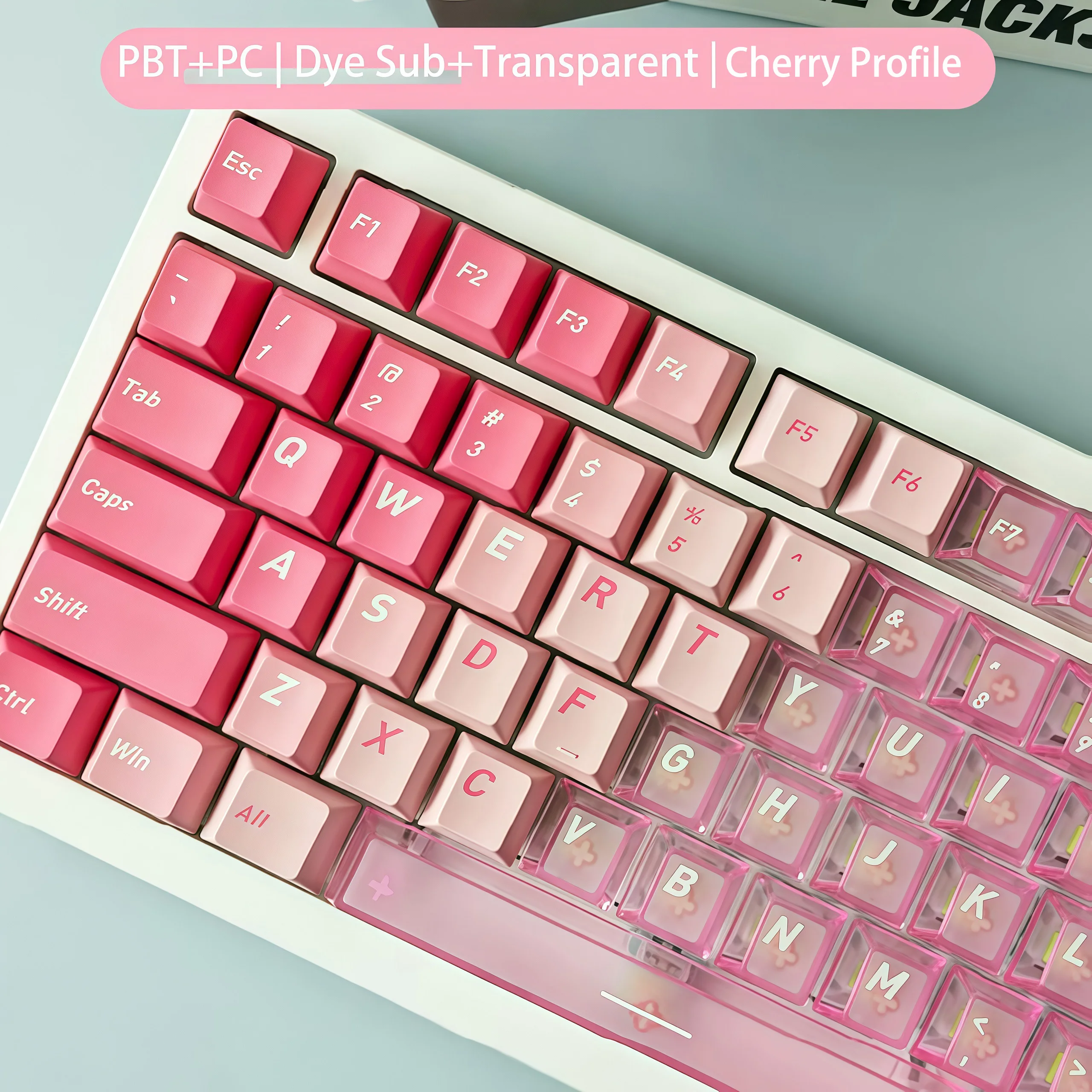 

136 Keys Cherry Pink Dye Sub PBT Keycaps Foggy Transparent PC Keyboard Key cap Cherry Profile for MX Switch Mechanical Keyboard