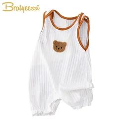 Zomer Pasgeboren Romper Witte Beer Baby Jumpsuits Mouwloze Zachte Mousseline Baby Jongens Meisjes Kleding Peuter Nachtkleding Kids Kleding