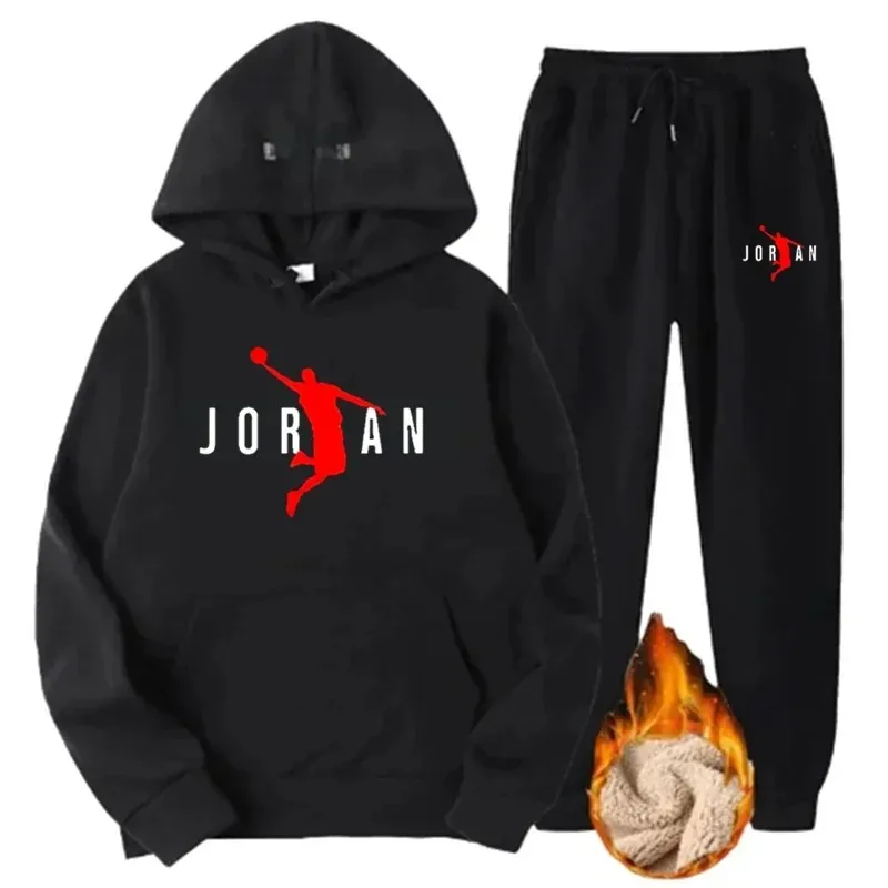

Basic fleece hoodie and jogger set men's jogging set sportswear athletic set unisex running