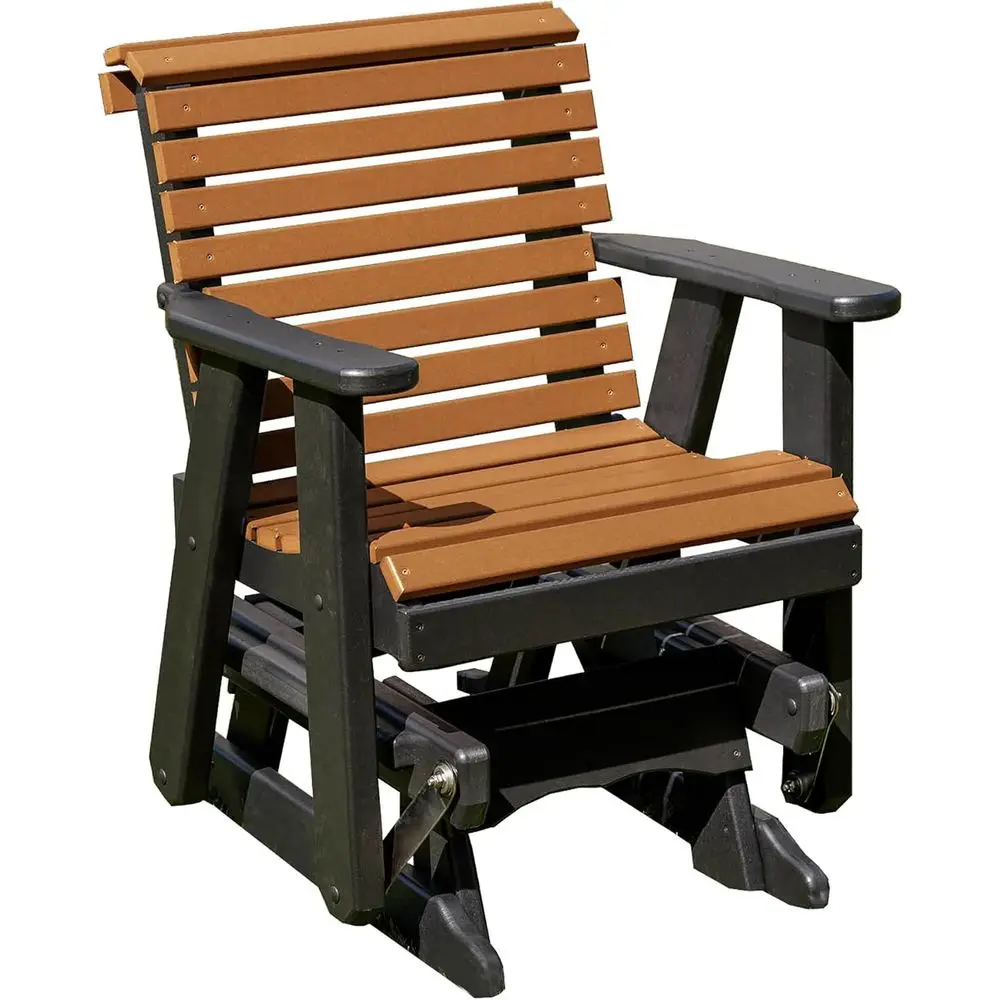 

Heavy-Duty 2T Poly Lumber Patio Glider, HDPE, No Wood Fibers, 500 lbs Capacity, Rollback Design, Black