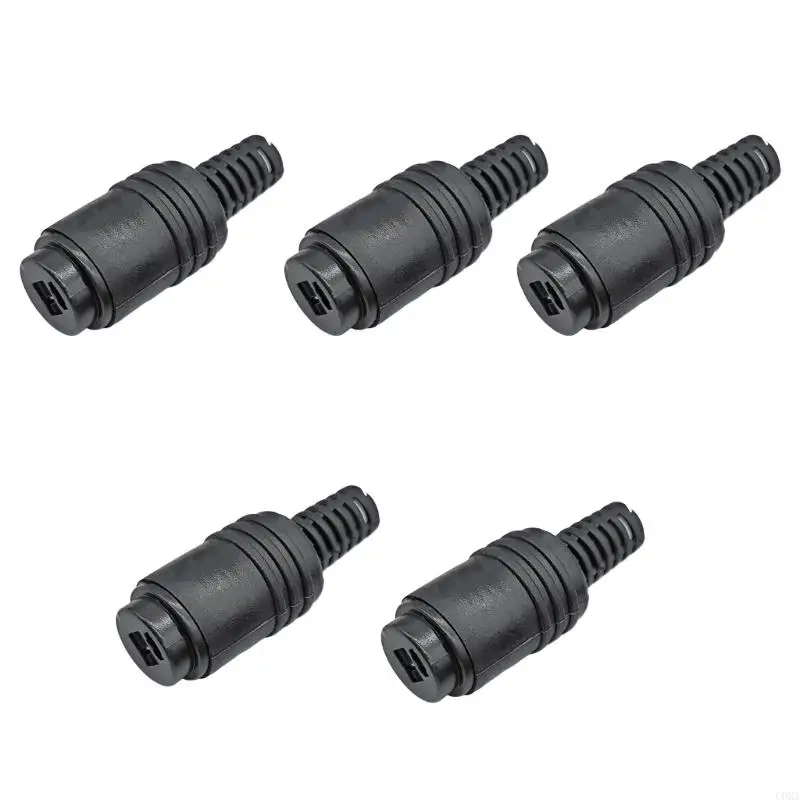 CORA Black 2 Pin Auditory Cable Plugs 5 Piece Pack for Repair and Assembly Work