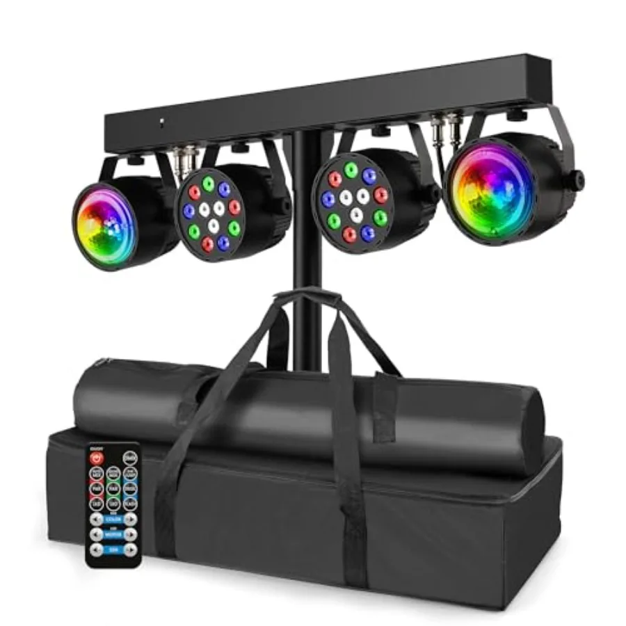 

DJ Disco Lights with Stand, Professional LED Party Light Set, DJ Lighting System DMX512, Sound Activated Stage Lights Package f