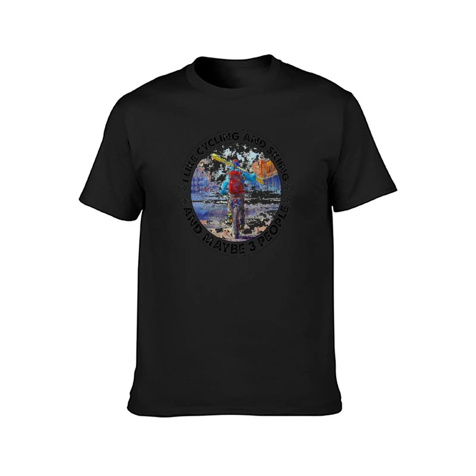 Ik Hou Van Fietsen En Skiën En Misschien 3 Mensen T-Shirt Schattige Kleding Sportfans Shirts Grafische T-Shirts Hippie Kleding Mannen Kleding