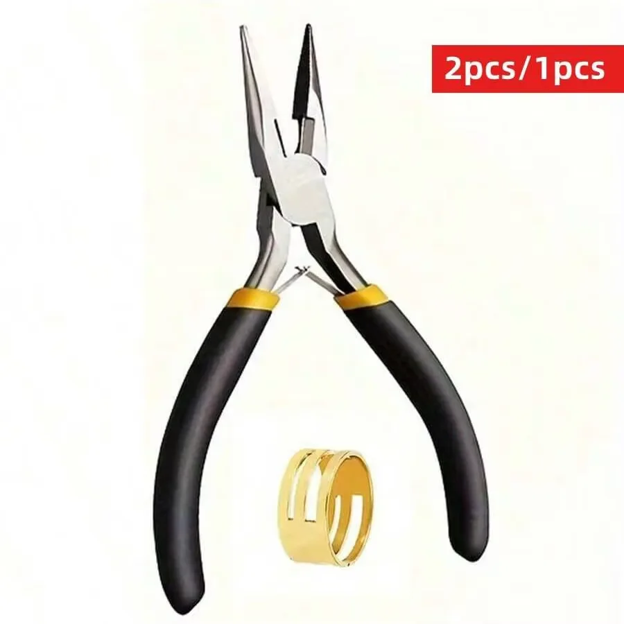 2pcs/1pcs 12cm DIY Handmade Pliers, 1 Golden Ring, and 1 Golden Ring Can Be Used to Make and Repair Various Jewelry Accessories