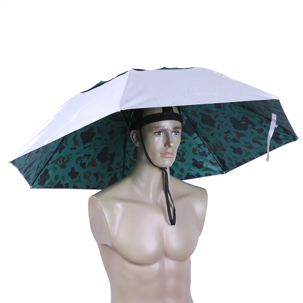 Outdoor Foldable Head Umbrella Hat Anti-Rain Anti- Fishing Caps Portable Travel Hiking Beach Fishing Umbrellas Hat Rain Gear