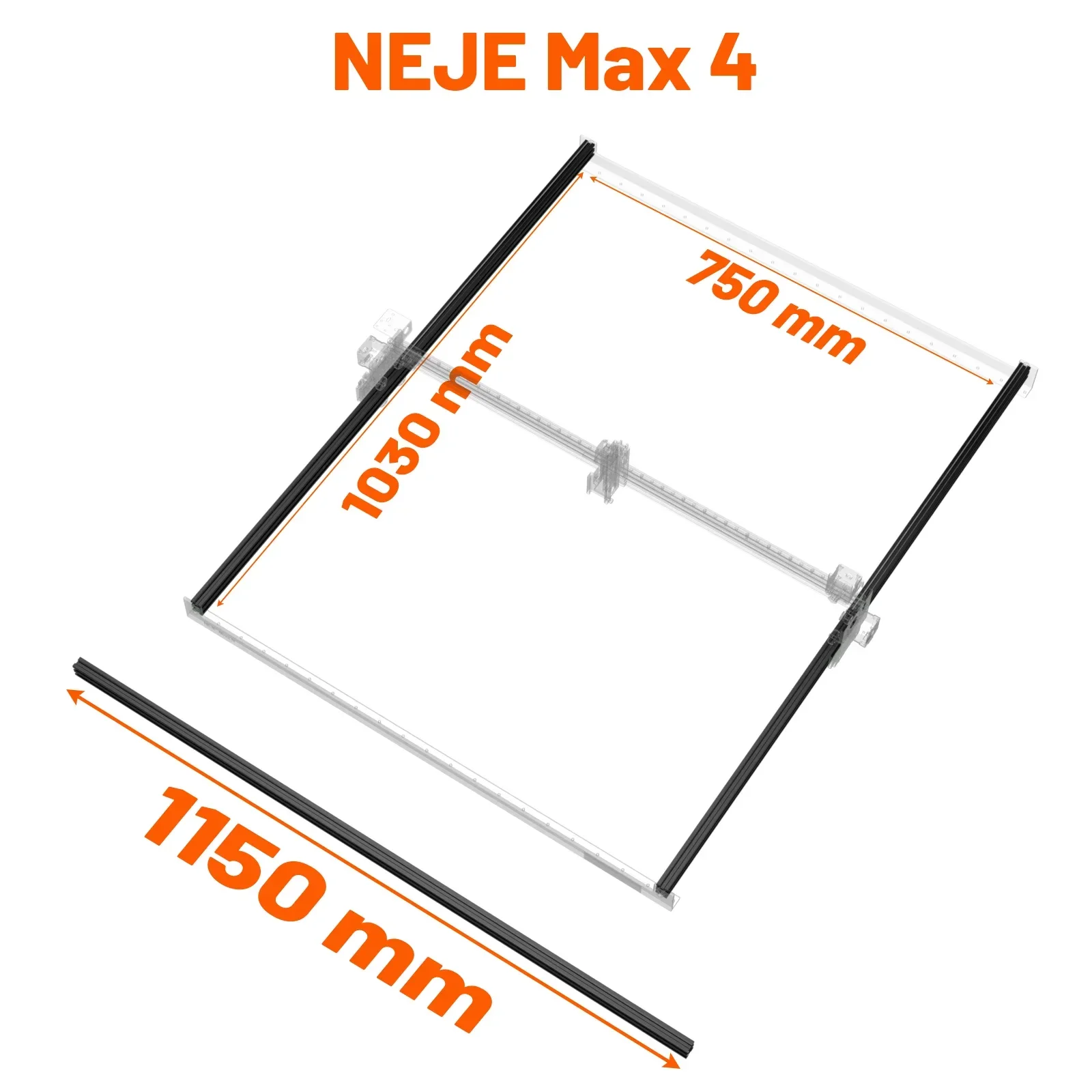 NEJE MAX 4 3 MAX V2 Laser Engraving Machine 1150MM Y-Axis Extension Aluminum Rail Kit