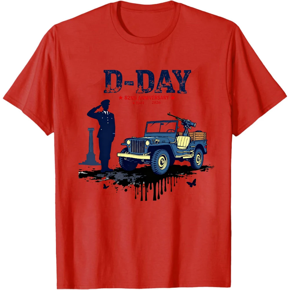 82nd Anniversary of D-Day Normandy Landings 1944 - 2026 T Shirt Willis Military Jeep Clothes Men Short-sleeved T Shirt view 5