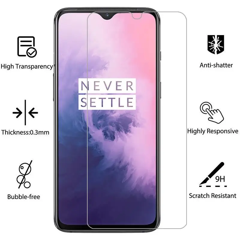 Vidrio Templado 9H para Oneplus 7 7T 6 T 5T 6 5 3T 3 1 + 7 1 + 6 Protector de pantalla One Plus 7 Oneplus7 6 T 7T funda protectora de película de