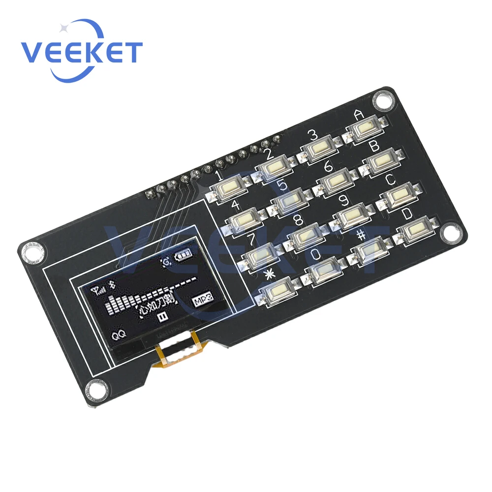 Pantalla OLED IIC de 0,96 /1,3 pulgadas SSD1106 SSD1315 con módulo de pantalla de teclado 4x4, Kit electrónico de módulo de pantalla para Arduino ﻿