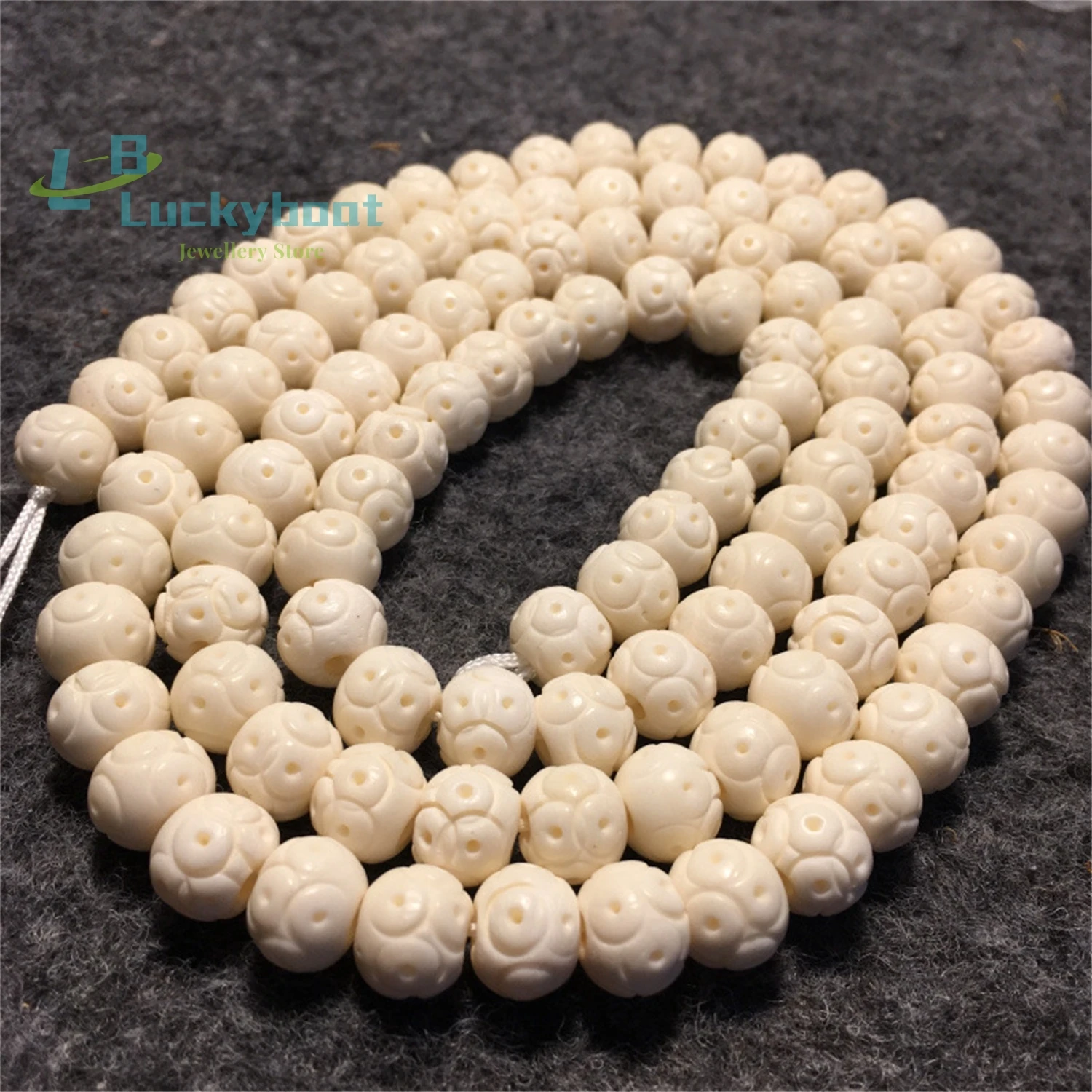 108 natural Tibetan deer bone handmade carved retro beads, white Road Tong auspicious Buddha beads, men\'s and women\'s jewelry