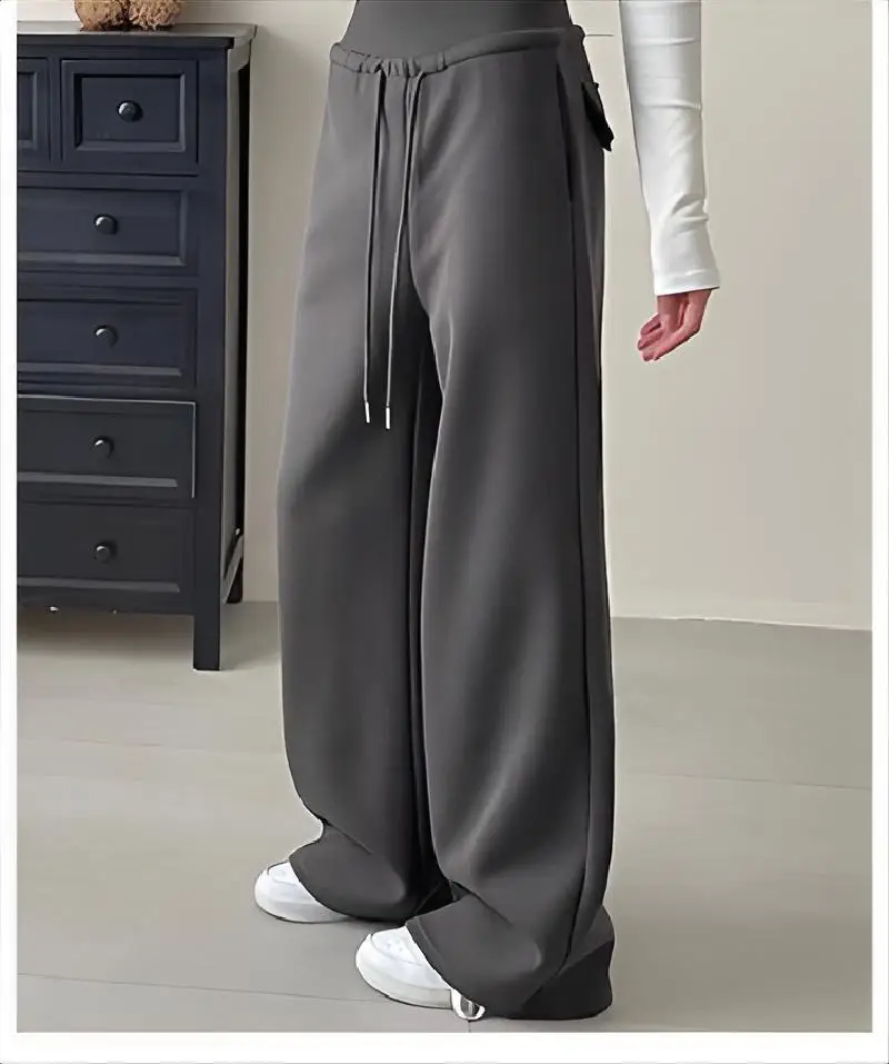 

Широкие брюки, женские зимние мягкие брюки с высокой талией для отдыха, домашняя одежда, уютные флокированные утолщенные эластичные плюшевые свободные брюки