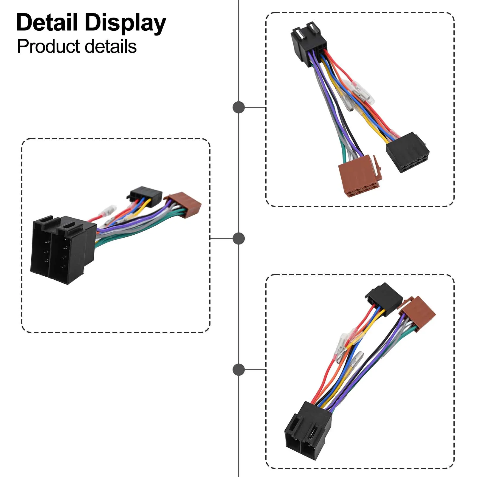 16Pin Car Stereo Radio Harness For ISO To  For ISO Radio Socket Auto Adapter Wiring Car Wire Cable Adapte 12V Black Plastic