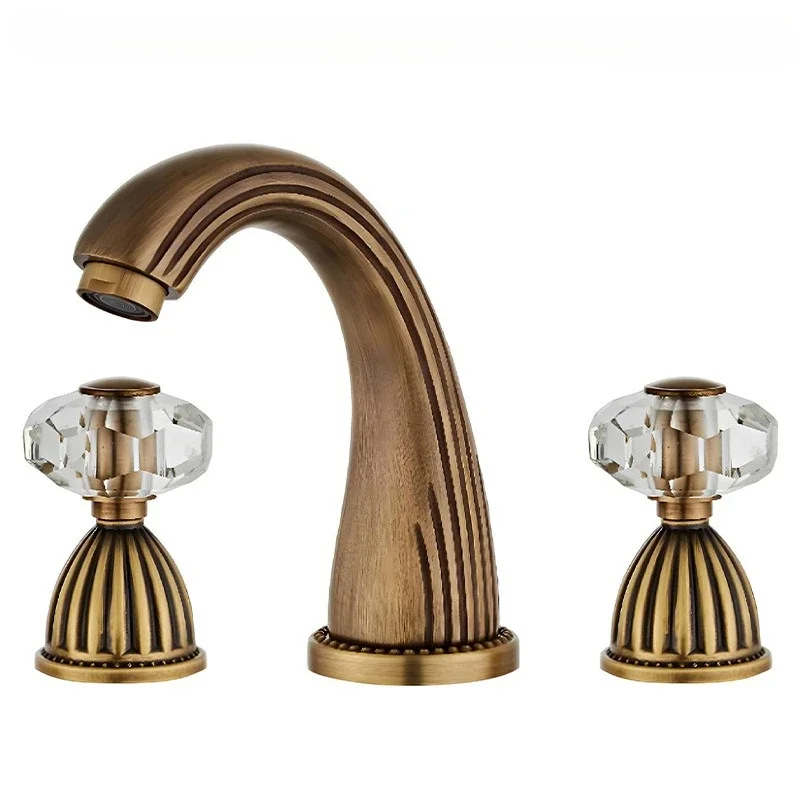 

Retro three-hole basin faucet, bathroom, split hot and cold faucet