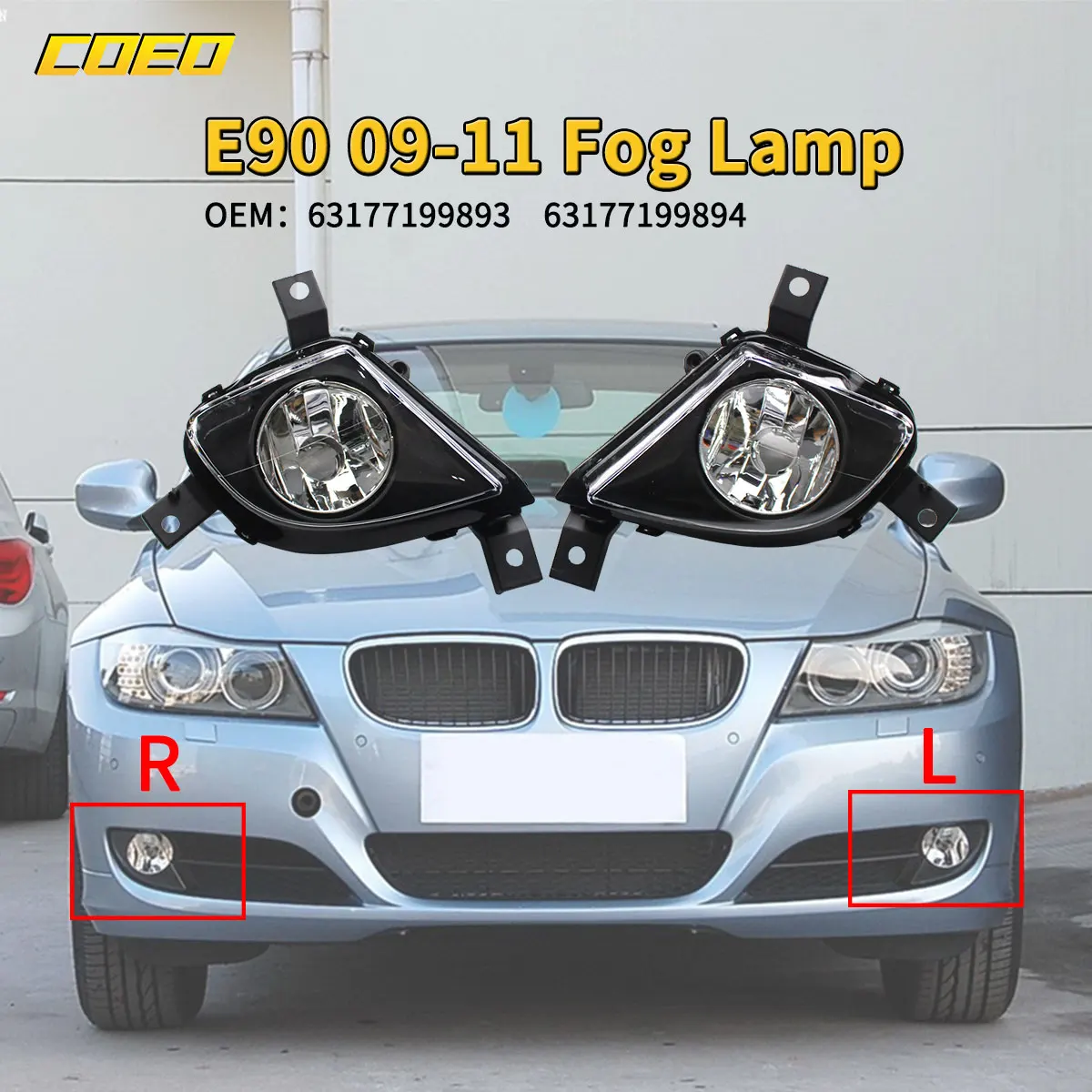 Auto Front Bumper Fog Light Assembly For BMW E90 2009-2011 63177199893 63177199894