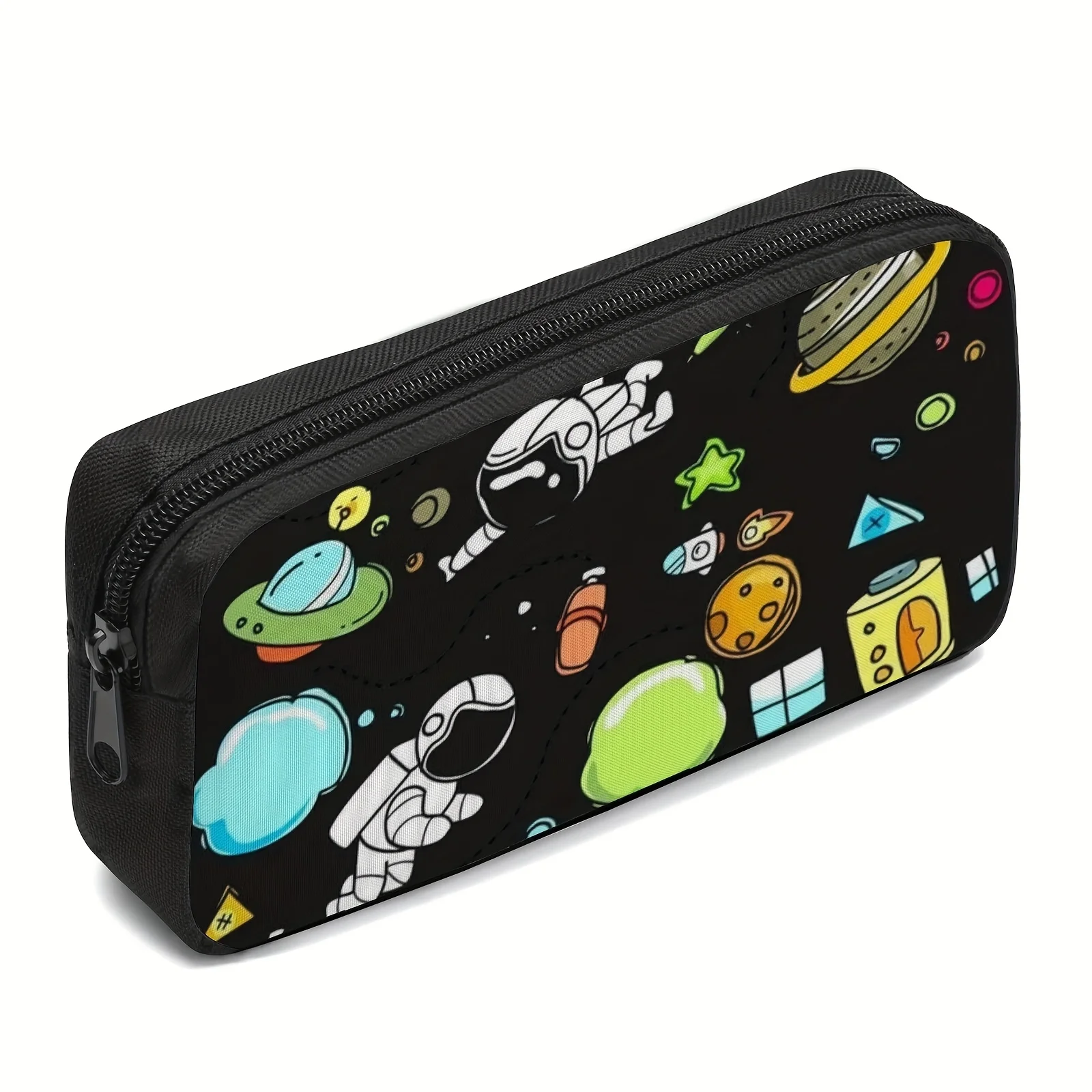 

1 шт. пенал на тему космоса, прочный портативный органайзер для канцелярских принадлежностей с дизайном в виде космонавтов, планет и звезд, легкий вес.