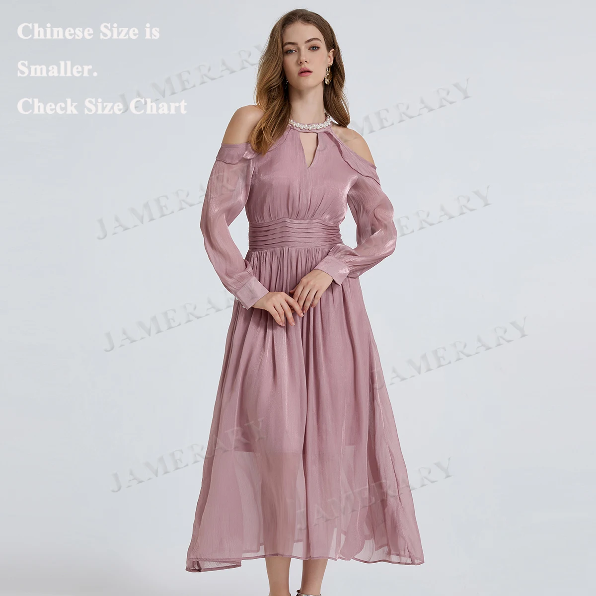 Robe de soirée de luxe en Satin pour femmes, Sexy, manches longues, épaules dénudées, perles de cristal, robes de bal d'anniversaire, automne