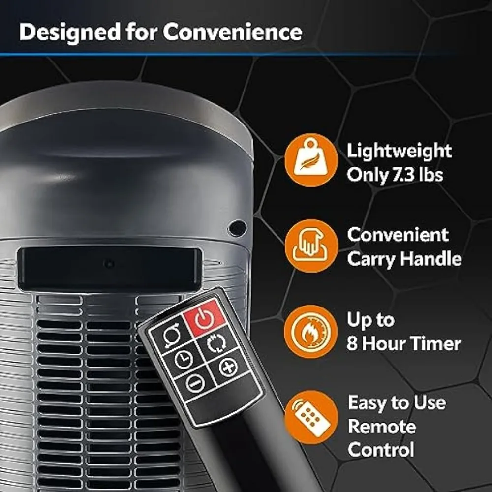 Aquecedor de torre cerâmico oscilante digital, termostato ajustável, temporizador e controle remoto, casa, 23 polegadas, 1500W