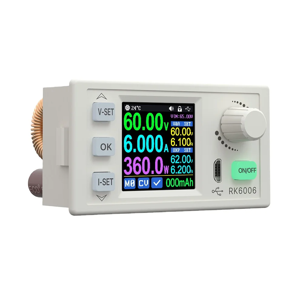 

RK6006 60 В, 6 А, 4-значная USB-связь, регулируемый понижающий преобразователь постоянного тока в постоянный ток, настольный источник питания