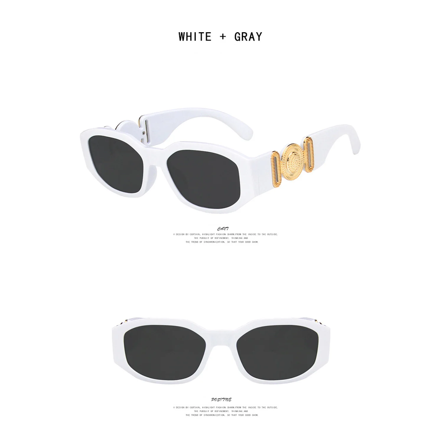 Kleine Polygon Quadratische Schwarze Sonnenbrille für Frauen Mode Marke Gradient Ins Heiße Sonnenbrille Männer Hip Hop Brillen UV400 – Detail 7