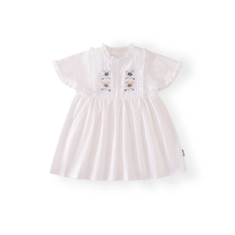 

Girls' Cape Style Embroidered Dress2025Summer New Children's French Lace Trim Princess Dress