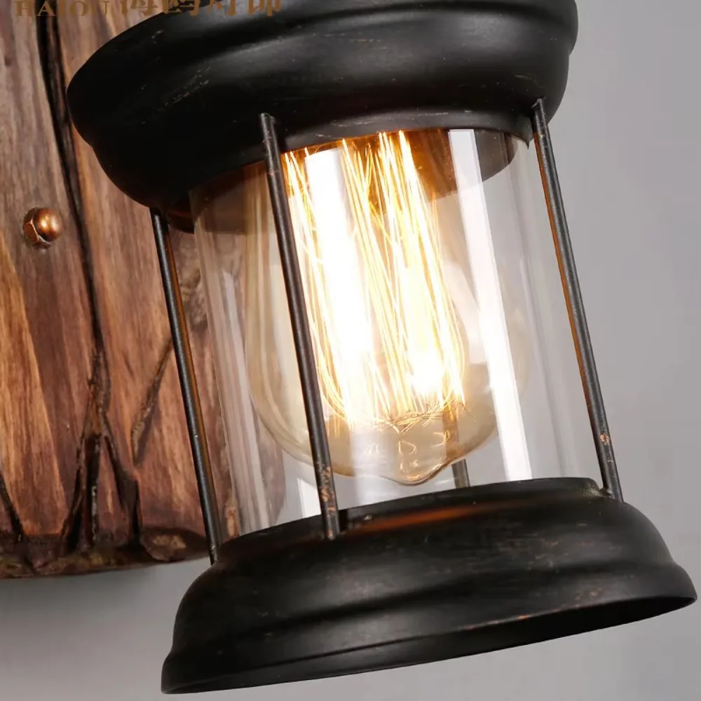 Wood Sconce Wall Lamp Vintage Industrial Retro Cafe Bar Fixture Wall Loft Light Hogary Decoracions Lamp for Bedroom  Wall Art