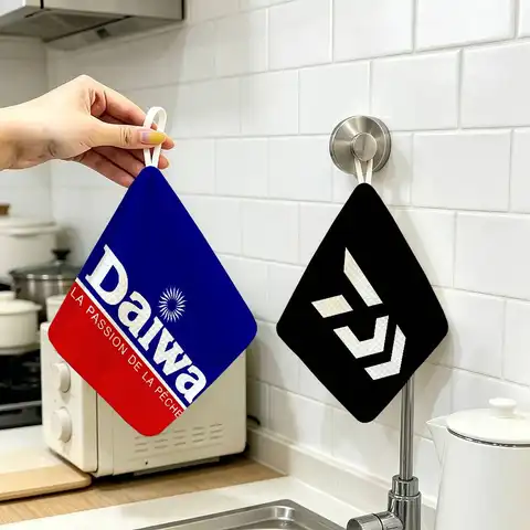 Fishing Logo   Household Hanging Towel Polyester Cotton Hand Wiping D-DaiwaS Towel Sturdy For Bathroom Bedroom