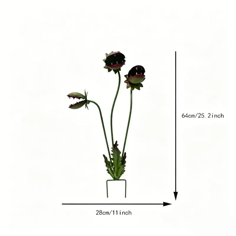 Kreativer Gartenpfahl für fleischfressende Pflanzen aus Metall für Rasen und Blumenbeet Freien mit abnehmbarem Design D2RD – Detail 6